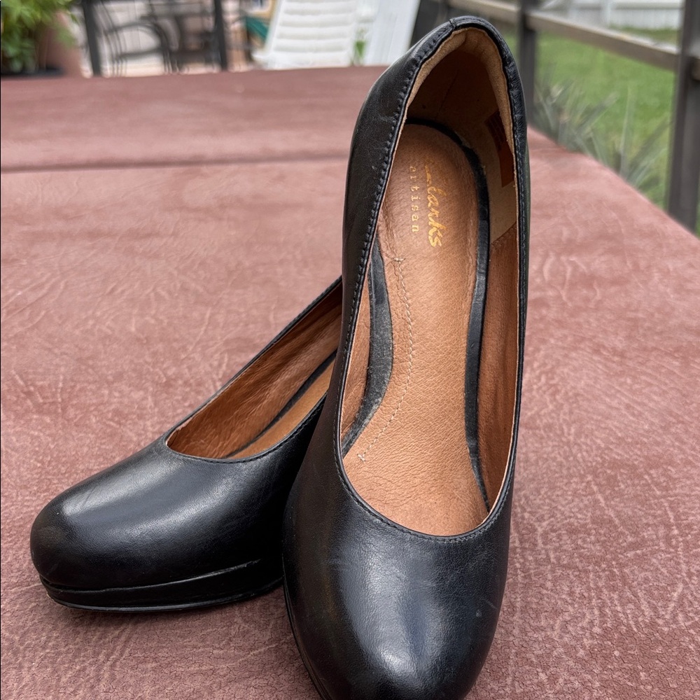 Clarks Black Leather Heels